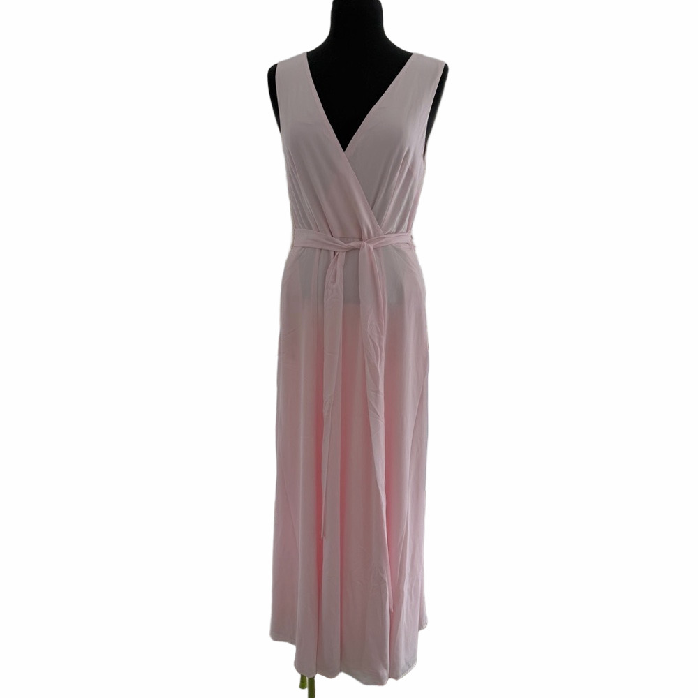 ModCloth Effortless Elegance Pink Maxi Faux-Wrap Dress V-Neck Sleeveless Size 12